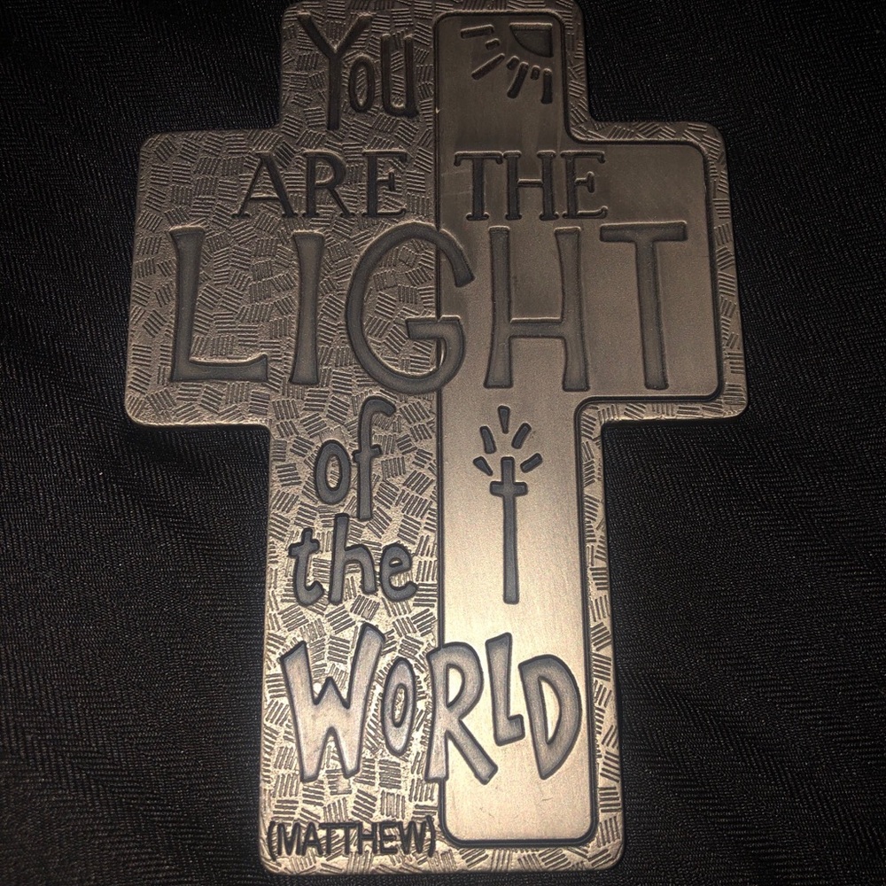 RUSS You are the light of the world (Matthew) silver metal‎ Cross wall hanging